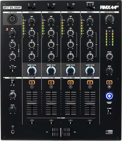 Top view of the Reloop RMX44BT.