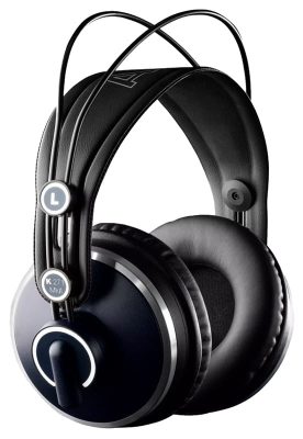 Three quarter view of a pair of AKG K271 MKII headphones