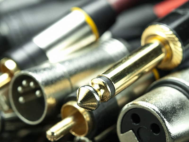 Close-up photo of audio cables.