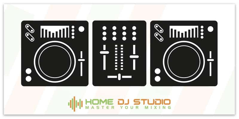Illustration of a media player DJ setup.