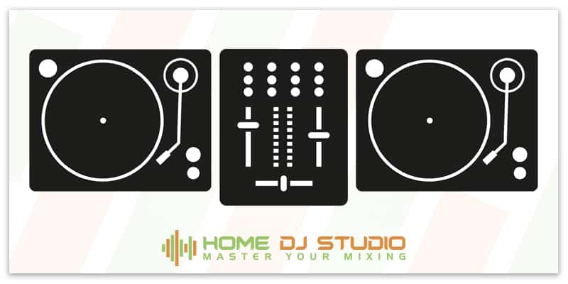 Illustration of a vinyl DJ setup.