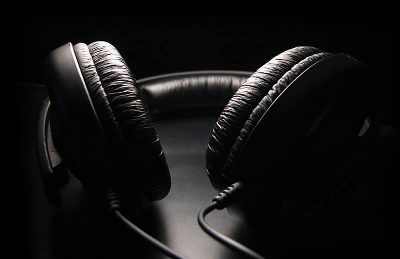Headphones on a dark background