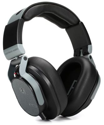 Three quarter view of the Austrian Audio Hi-X65 headphones.
