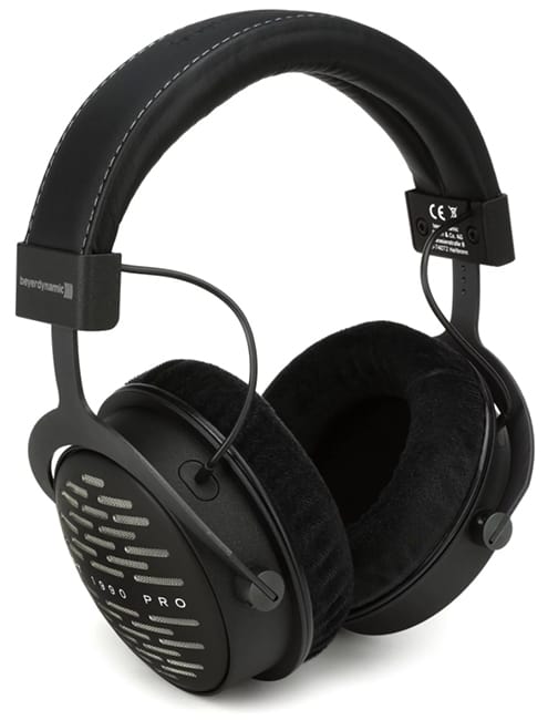 Three quarter view of the Beyerdynamic DT 1990 Pro headphones.