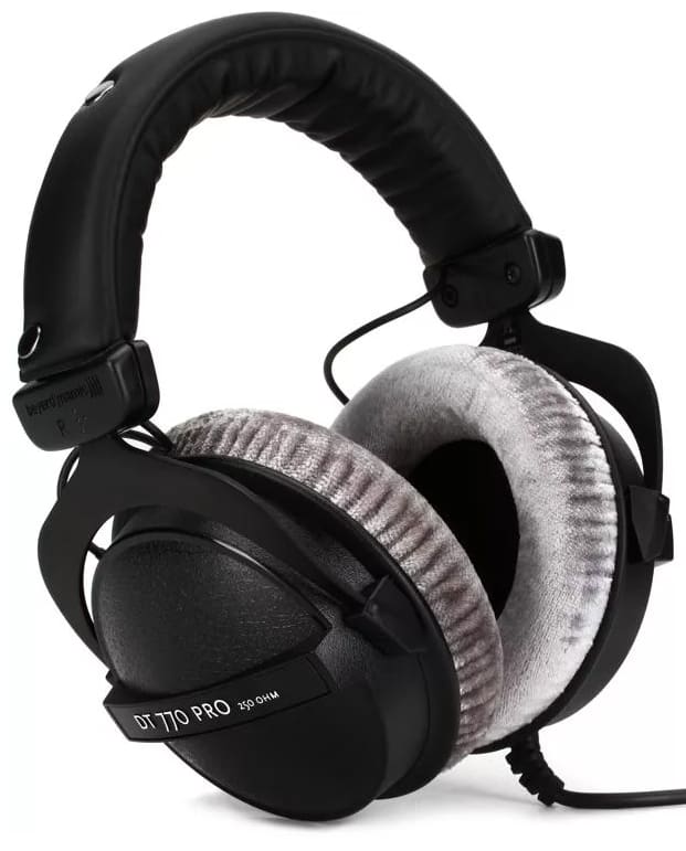 Three quarter view of the Beyerdynamic DT 770 Pro headphones