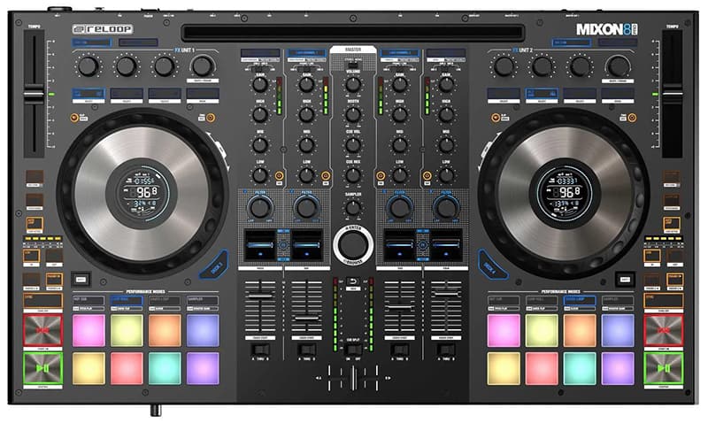 Top view of the Reloop Mixon 8 DJ controller.