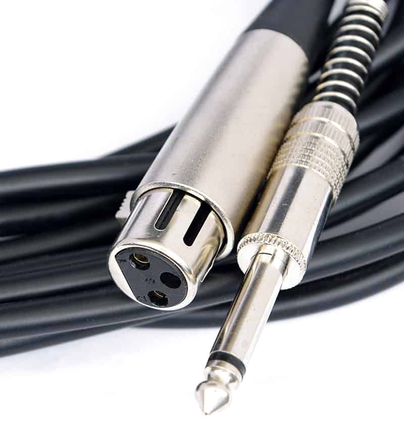 Close up photo of audio cables.