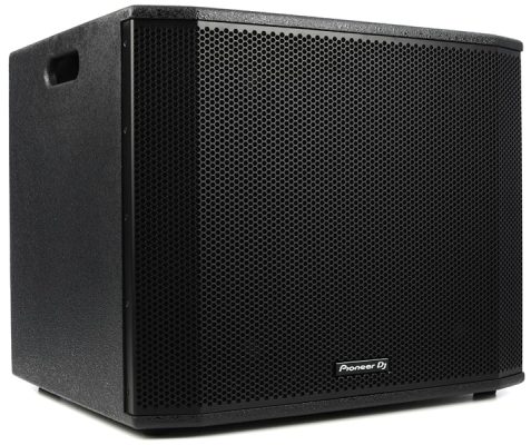 Three-quarter view of the Pioneer XPRS1182S PA subwoofer.