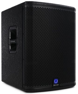 Three-quarter view of the Turbosound IQ15B PA subwoofer.