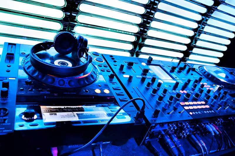 DJ equipment with headphones