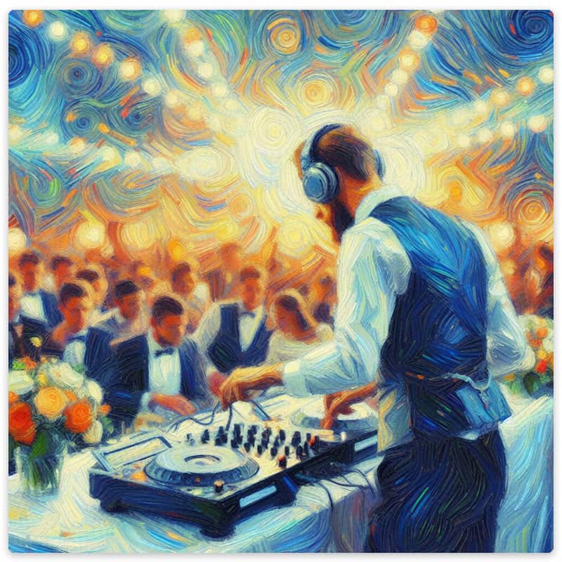 A DJ performing at a wedding.