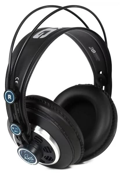 Three quarter view of the AKG K240 MKII headphones.