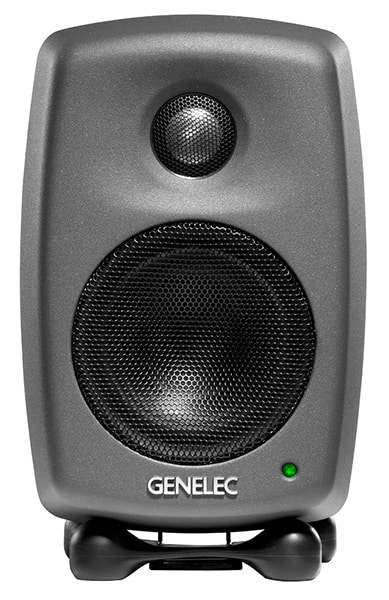 Front view of the Genelec 8010A studio monitor.