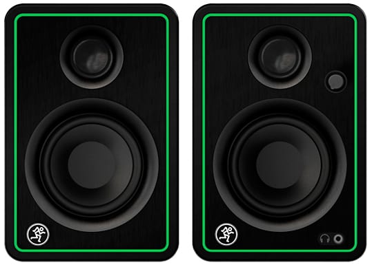 Front view of a pair of Mackie CR3-X studio monitors