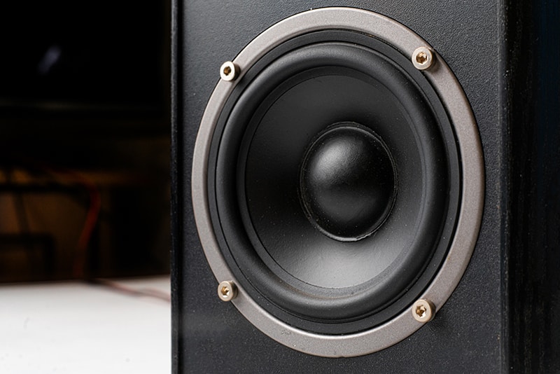 Close up photo of a subwoofer.