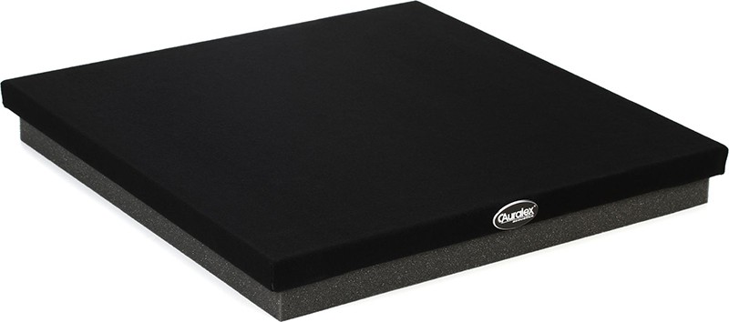 Three quarter view of the Auralex SubDude II isolation pad.