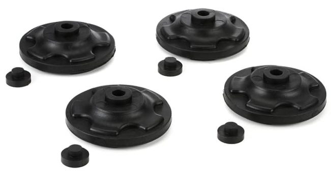 Three quarter view of the RAB Audio ProJax Subwoofer isolation set.