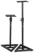 Front view of the Gator Frameworks GFW-SPK-SM50 studio monitor stands.
