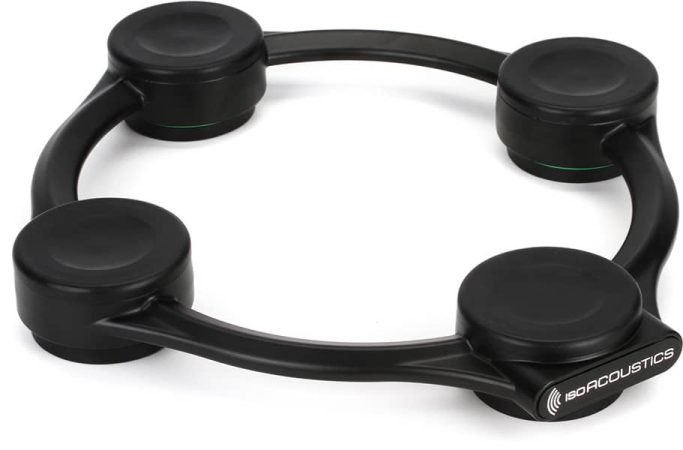 Three quarter view of the IsoAcoustics Aperta Sub stand.