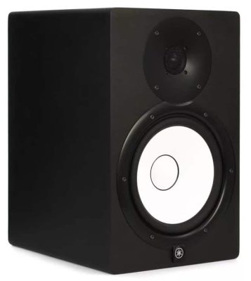 Three quarter view of the Yamaha HS8 studio monitor