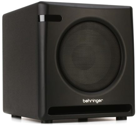 Three-quarter view of the Behringer Nekkst K10S subwoofer.